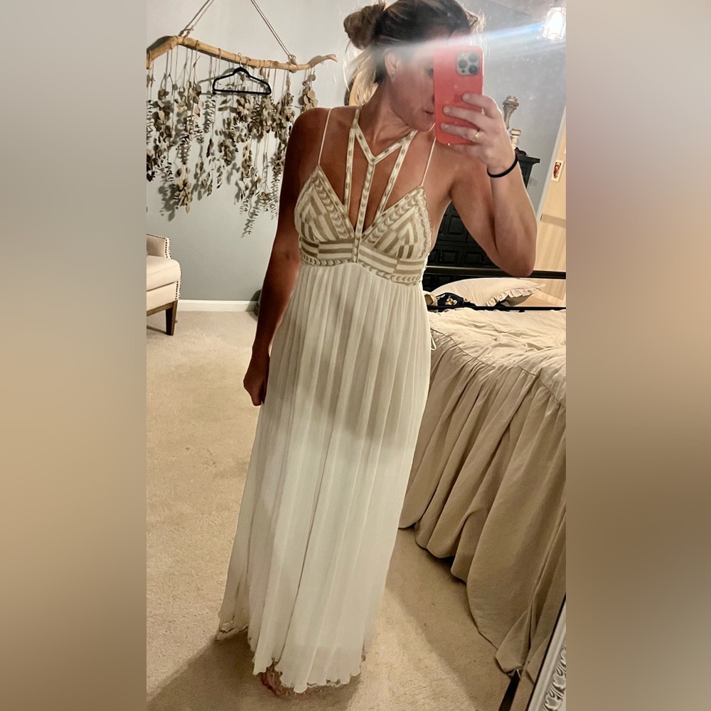 Free People Cream Maxi Dress with Embellished Bodice - Picture 2 of 16